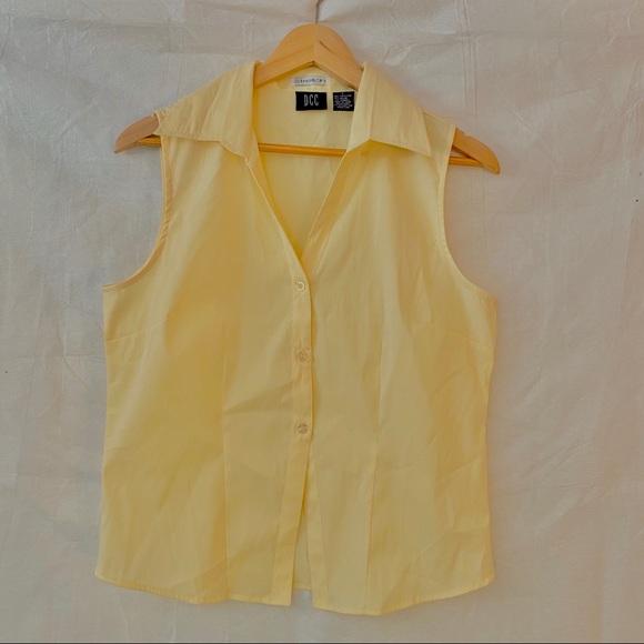 DCC Stretch pale yellow button down shirt Size L - Picture 1 of 7